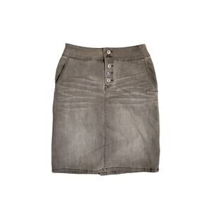 Prana Gray Denim Knee Length Skirt Women's Size 6